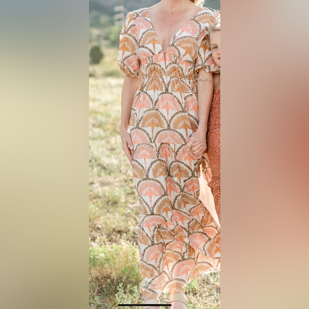 Elegant Pink and Brown Maxi Dress